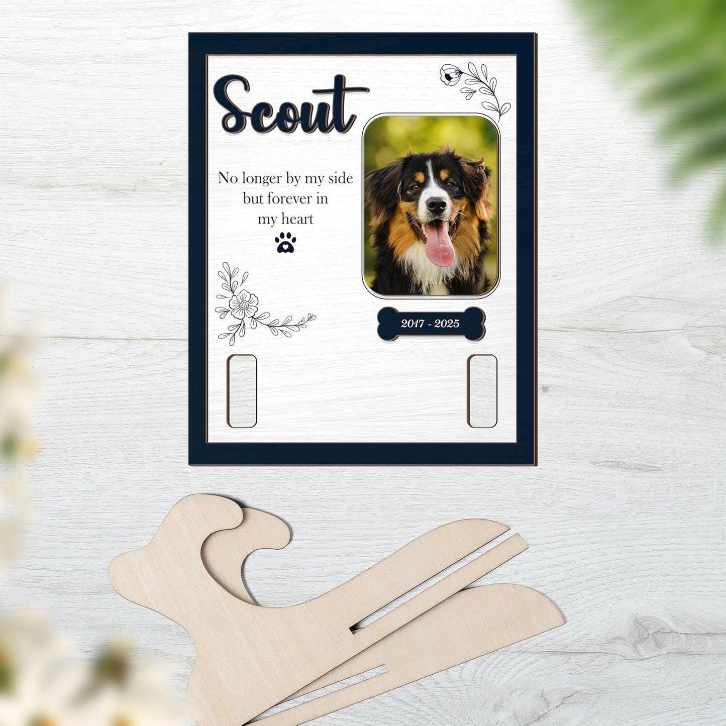 Custom Dog Sympathy Gift with Collar Display and Photo – Personalized Dog Memorial Collar Frame, Pet Collar Holder Keepsake, Dog Loss Sympathy Gift for Dog Lovers
