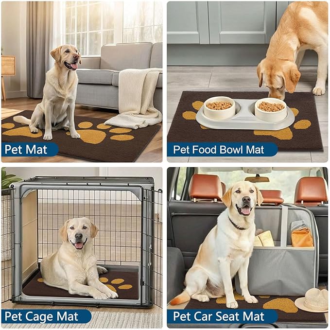 Buganda Dog Door Mat for Muddy Paws, Absorbent Dirt Trapper Washable Indoor Doormats, Non Slip Low-Profile Mud Mat for Dogs, Front Entrance Doormat for Inside Floor (48x30 Inches, Coffee)