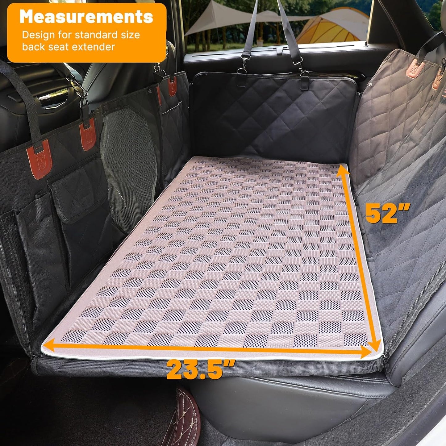 Manificent Non-Slip Pet Bed Mat for Back Seat Extender, Hair Resistant Dog Blanket for Hard Bottom Dog Car Seat Cover, Anti Slip Pet Linner Backseat Cover Blue/Plaid