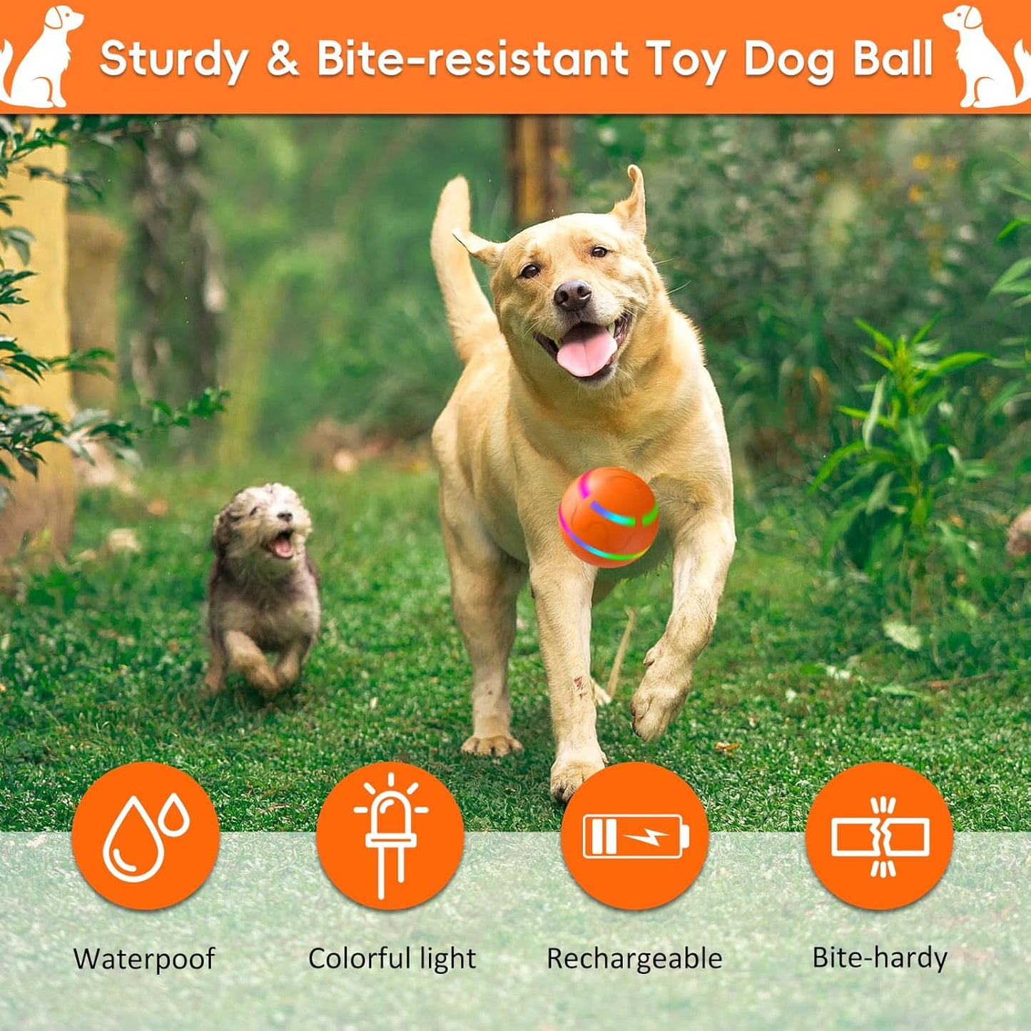 Interactive Dog Toy, Smart Interactive Dog Ball Remote Control, Automatic Moving, Bouncing, Vibrating Pet Toys for Medium Large Dogs, Safe Material, Rechargeable and Waterproof