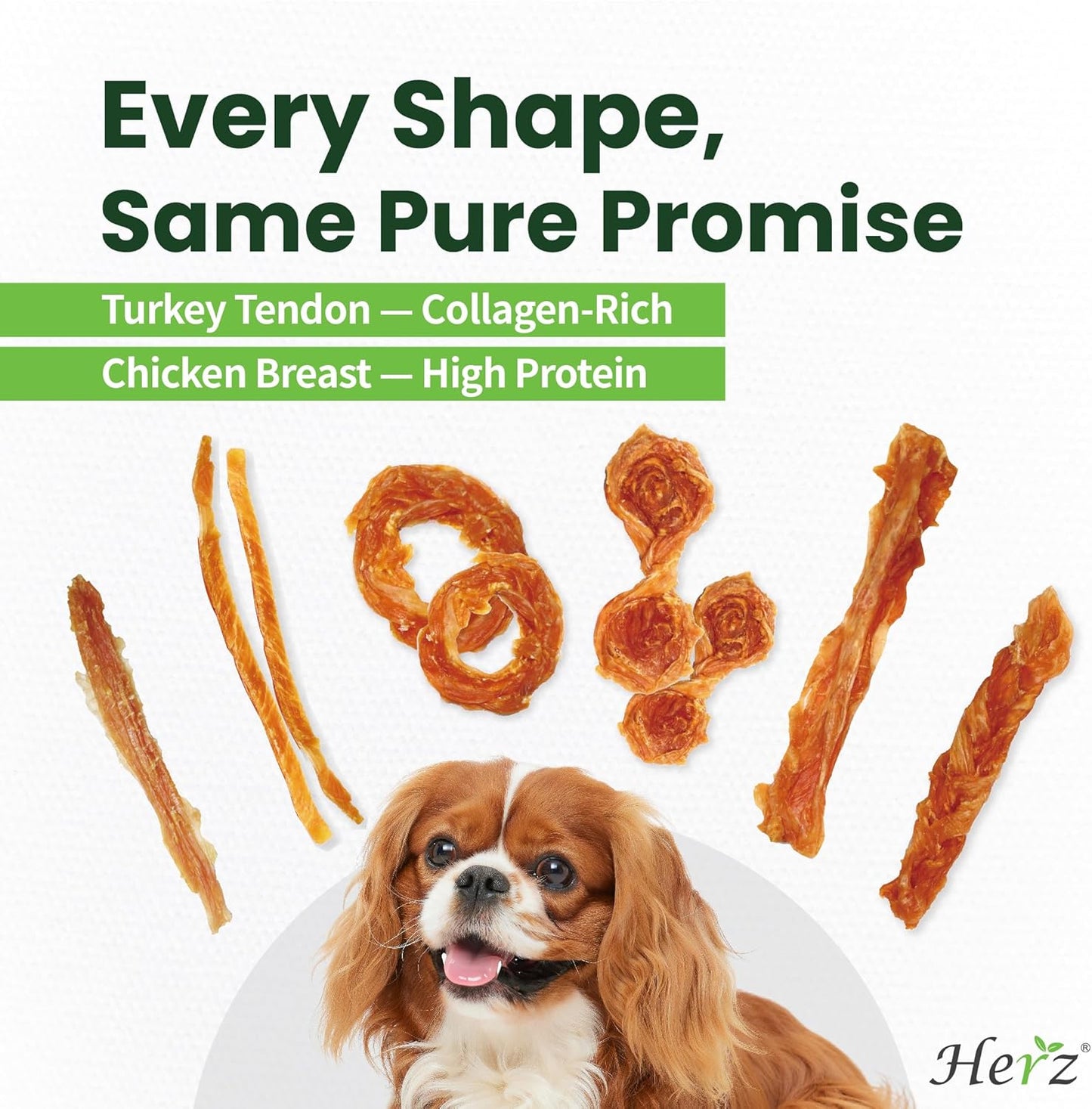 Herz Duo-Protein Turkey Tendon & Chicken Ring (S) 3 oz, USA-Sourced Turkey Tendon, Natural Dog Chew for Small Dogs, Wrapped in Chicken, Rawhide-Free, Hypoallergenic, Puppy-Friendly