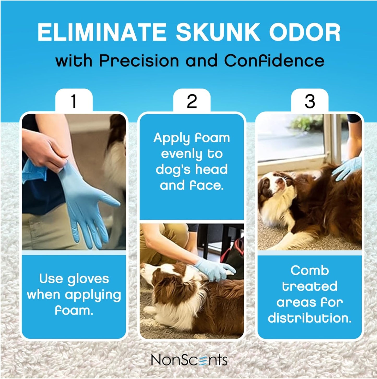 NonScents Skunk Odor Remover Head & Face Foam – Easily Eliminate Skunk Odor from Pets, Carpets, Clothing, Ready-to-Use for Dogs, Cats, Home, Carpet, Car, Clothes - Fragrance Free Freshener