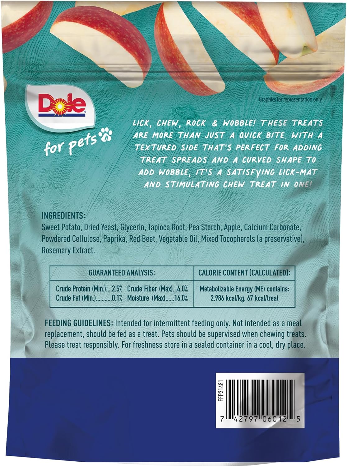 Dole Apple Flavor Dog Treats, Small Breed, 8oz, 10ct | Real Fruit, No Wheat, Corn, Soy, Artificial Flavors, Colors, or Preservatives
