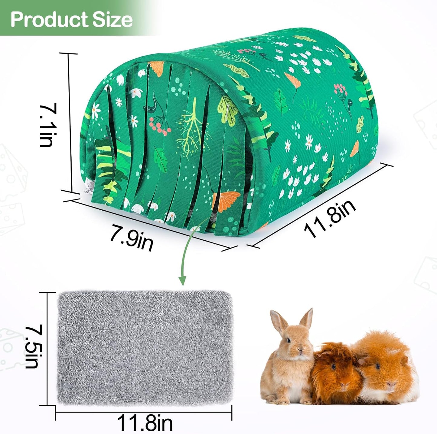 Guinea Pig Hideout Washable Guinea Pigs Tunnel with Curtains Hamster Hideout Cozy Guinea Piggy House Fit for Guinea Pig Cages Soft Guinea Pigs Accessories for Small Animals Hamster/Chinchilla/Bunny