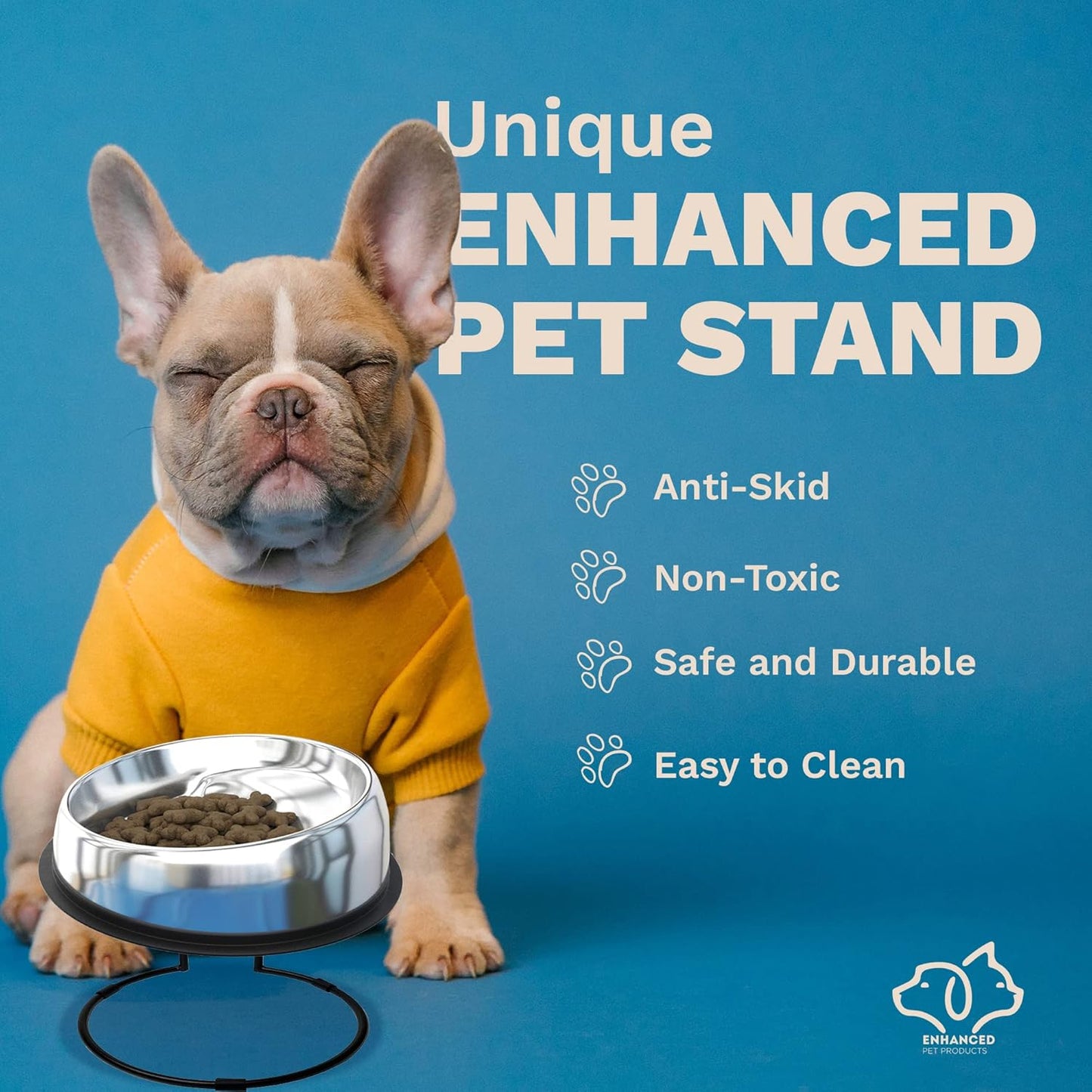 Enhanced Pet Bowl Stand - New Anti-Skid Feature - Dog and Cat Bowl Stand Exclusively for Use with The Corresponing Size Enhanced Pet Bowl (Small)