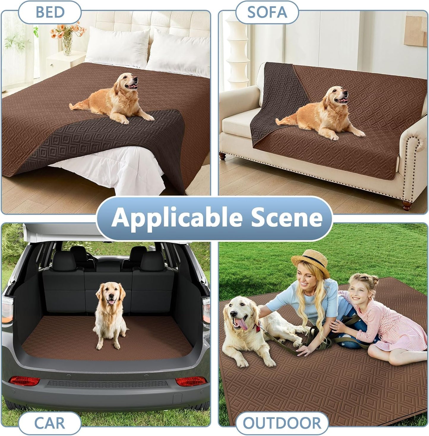 hyha Waterproof Dog Blanket, Soft Pet Bed Blankets, Waterproof Sofa Couch Cover for Dogs Washable, Reversible Pet Couch Covers for Sofa Furniture (82x102 Inch, Brown/Chocolate)
