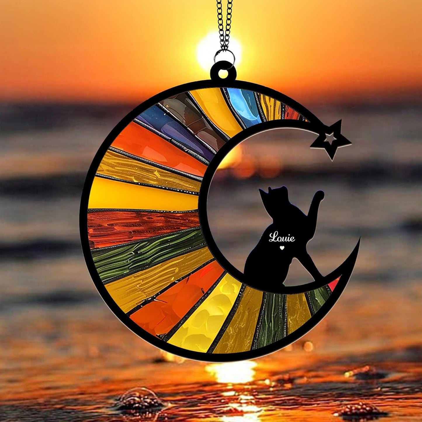 Personalized Cat Memorial Gift – Rainbow Bridge Suncatcher, Cat Loss Sympathy Gift, Pet Remembrance Keepsake, Gift for Cat Lovers