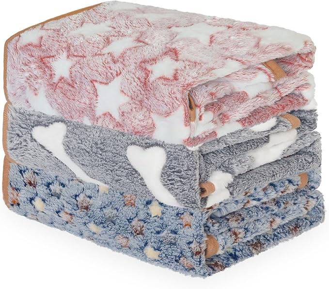 3 Pcs Dog Blanket Super Soft Pet Puppy Blankets Calming Dog Blankets for Small, Medium Large Dogs Warm Sleep Mat Washable Dog Blanket for Puppy Cat (42"×30")
