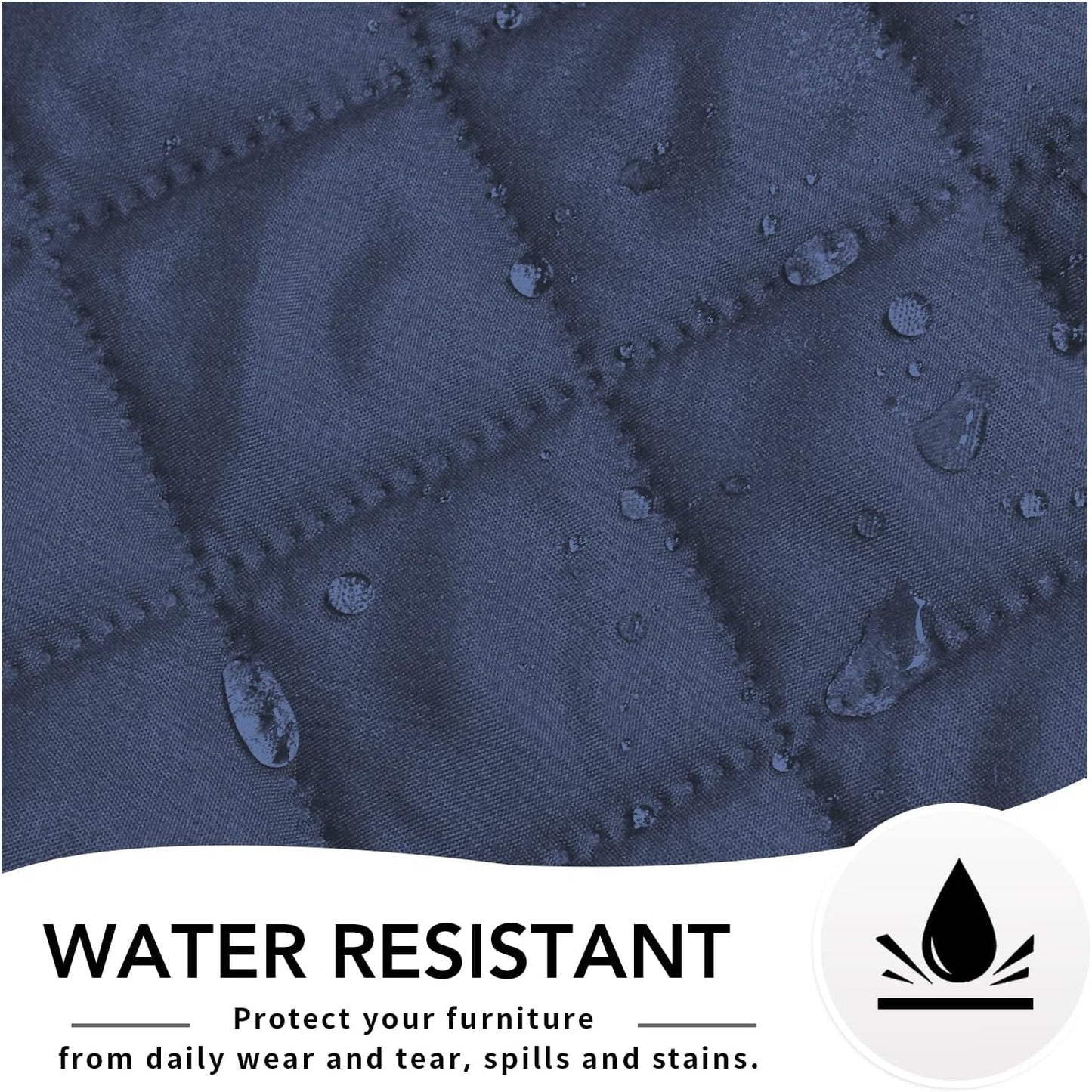 Easy-Going Reversible Chaise Lounge Couch Cover Water Resistant Sofa Cover Sectional L Shaped Sofa Slipcover with Adjustable Straps Furniture Protector for Dogs (115X34 in, Dark Blue/Dark Blue)