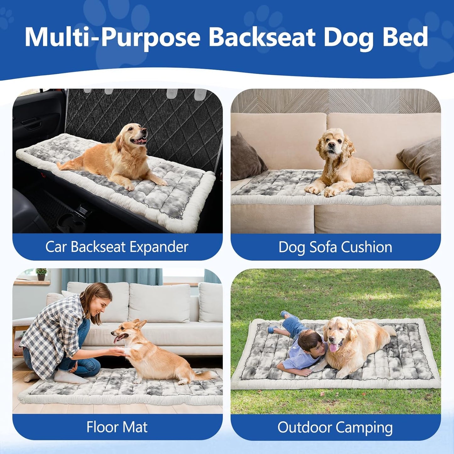 Thickened Dog Bed for Car Back Seat, Upgraded Bottom Non-Slip,Fits Hard Bottom car seat Cover for Dogs, Premium Mixed Color ,Bog Car Seat Cover