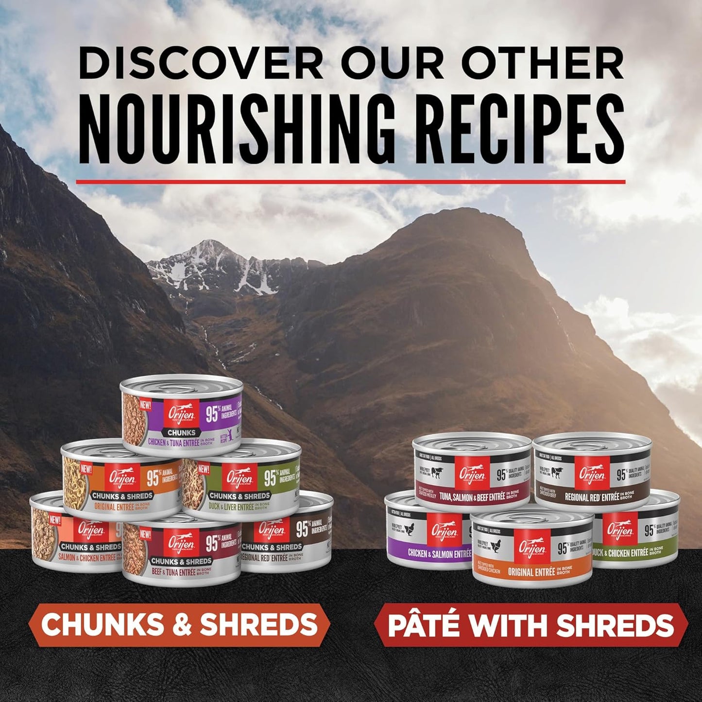 ORIJEN Chunks & Shreds Wet Cat Food Salmon & Chicken Entrée 3oz Cans (12 Count)