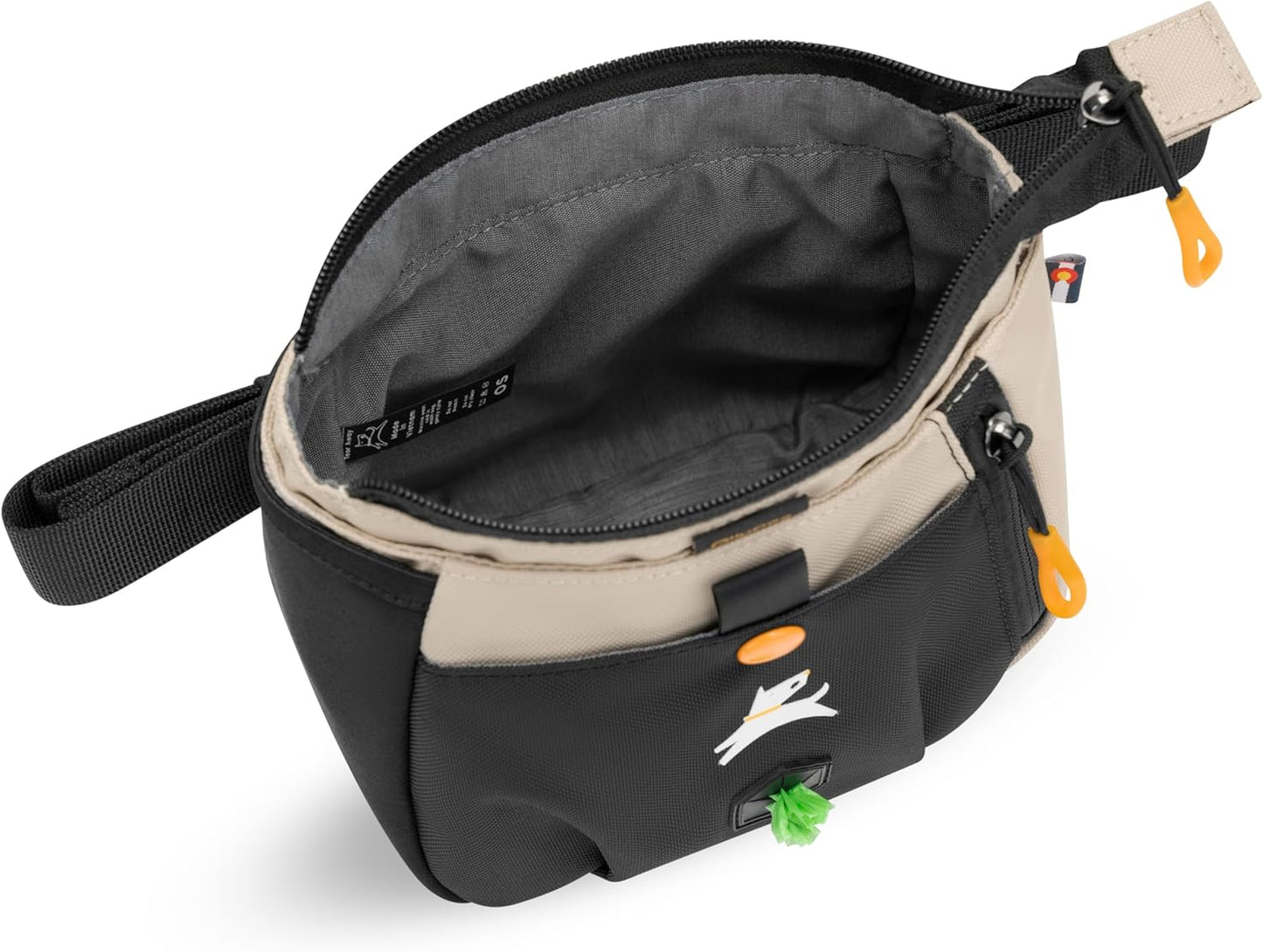 OllyDog Backcountry Day Bag | Hands-Free Dog Training Treat Pouch | Fanny/Hip Pack with Zipper Closure & Built-in Poop Bag Dispenser | Removable Waist Clip (Con Leche)