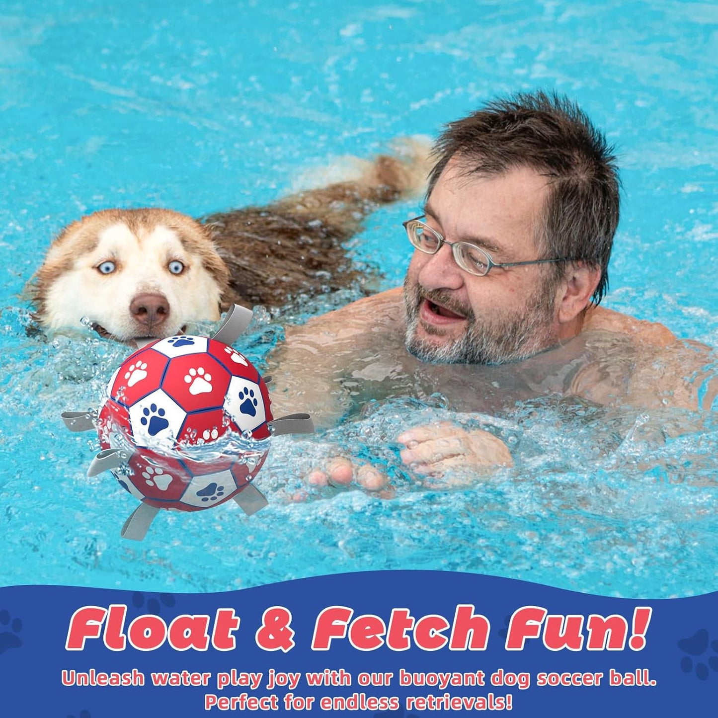 Diman Premium Dog Toys Ball, Interactive Dog Toys for Tug of War, Dog Soccer Ball with 9 Nylon Straps for Indoor Outdoor, Dog Toy for Medium Dogs & Large Gift for Birthday (7 inch)