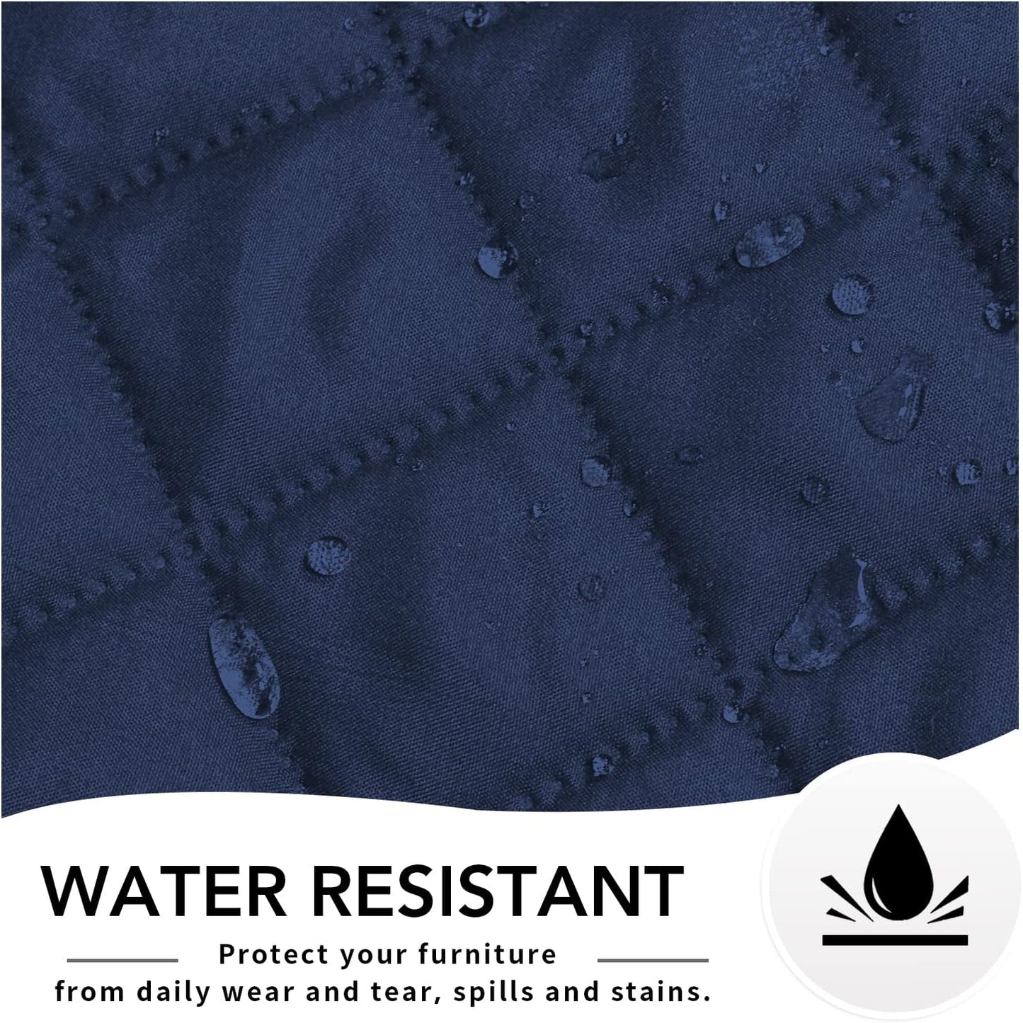 Easy-Going Reversible Chaise Lounge Couch Cover Water Resistant Sofa Cover Sectional L Shaped Sofa Slipcover with Adjustable Straps Furniture Protector for Dogs (115X34 in, Navy/Navy)