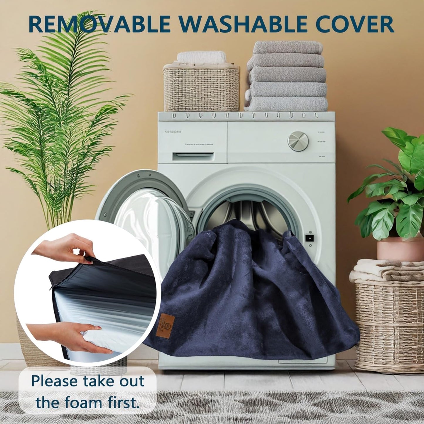 Dog Crate Pad - Extra Large Dog Beds with Removable Washable Cover and Waterproof Lining - XXL Memory Foam Pet Bed for Crate - Reversible Kennel Mat (Cool & Warm), 48-inch, Dark Grey