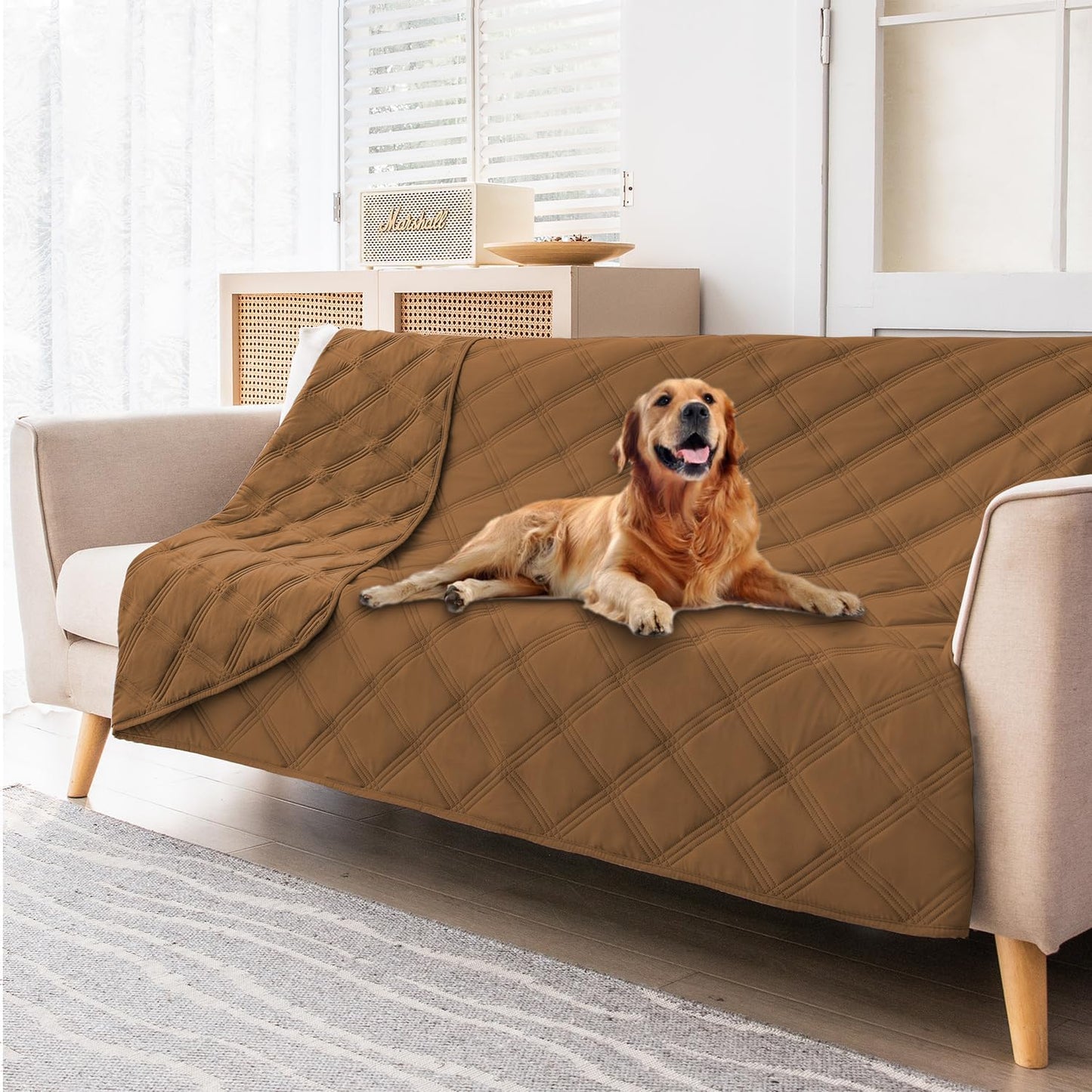 fuguitex Waterproof Dog Blanket Reversible for Small Dogs Resistant Leakproof Washable Couch Cushion Bed Protector Cover for Indoor Furniture Pet Friendly(30"*90",Brown+Brown