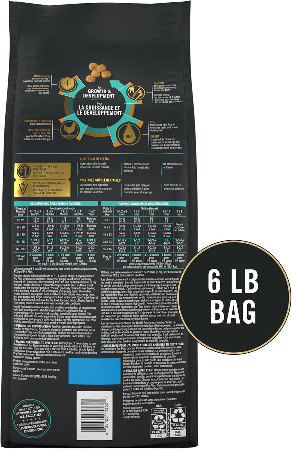 Purina Pro Plan High Protein Dry Puppy Food, Chicken and Rice Formula - 6 lb. Bag