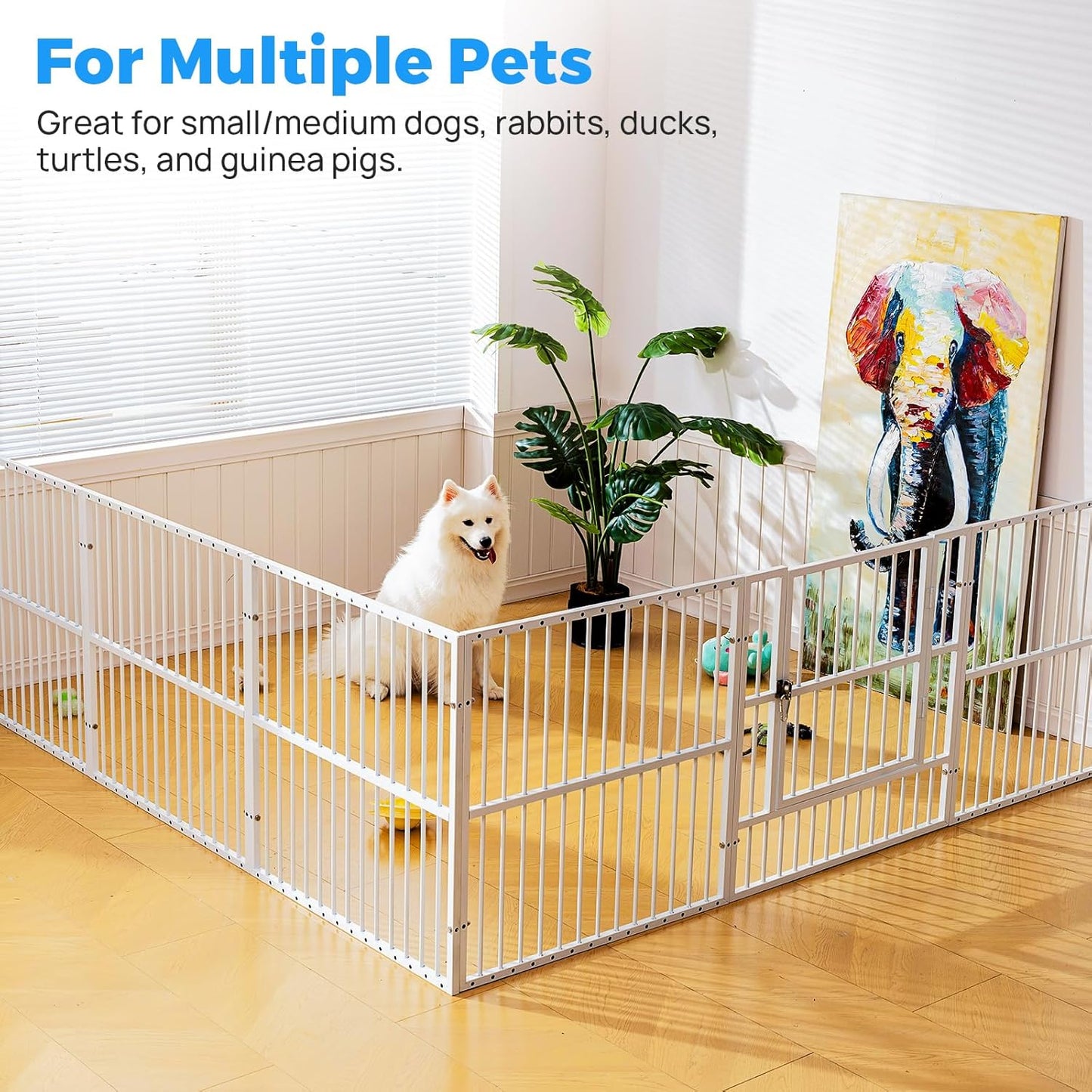 Dog Playpen - 32" Height Dog Pen, Heavy Duty Puppy Pen with Door, Safe & Sturdy, Easy Assemble for Indoor/Outdoor Pet Playpen (10 Panels with Door, White)