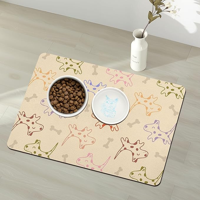 Pet Feeding Mat for Floors Waterproof Dog Mat for Food and Water Absorbent Quick Dry Non Slip mat for Cat Bowls