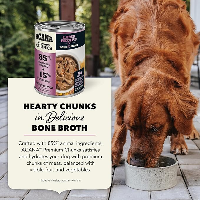 ACANA Premium Chunks in Bone Broth Grain-free Wet Dog Food Lamb Recipe 12.8oz Cans (12 Count)