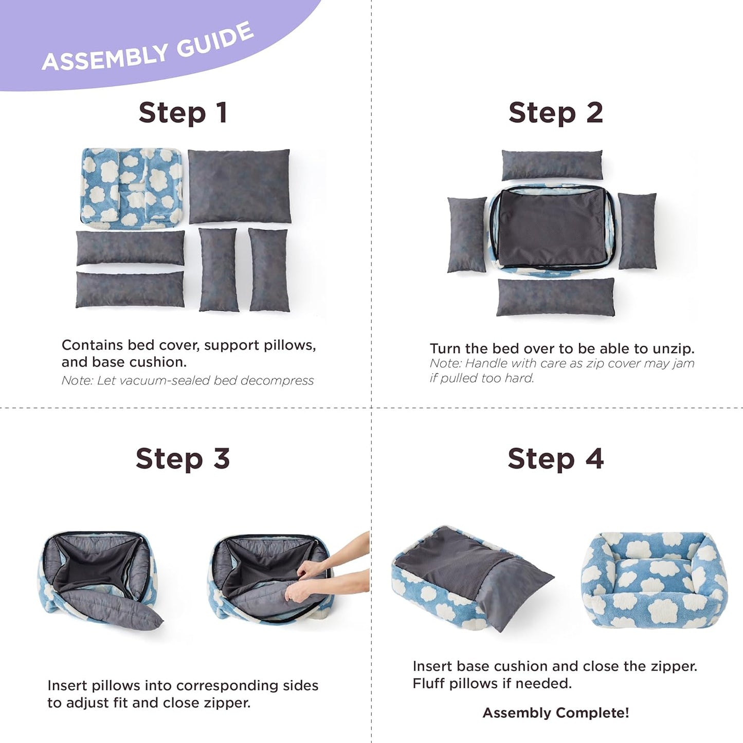 Lesure Cute Dog Bed for Small Dogs & Cats- Washable Puppy Beds,Cozy Rectangle Orthopedic Pet Sofa with Jacquard Shaggy Plush & Anti Slip Bottom,20x19x6inches