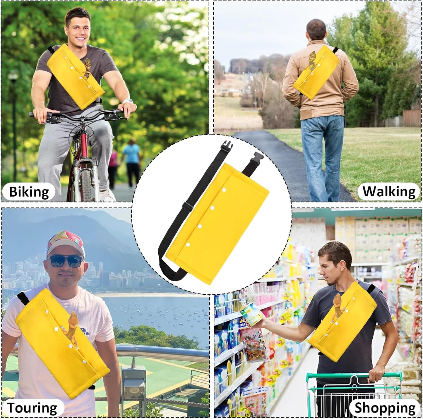 Bearded Dragon Carriers and Leather Leash with Wings,Bearded Dragon Leash Lizard Adjustable Harness,Small Pet Backpack Batwing Accessories for Outdoor Travel Walking Rest-Yellow