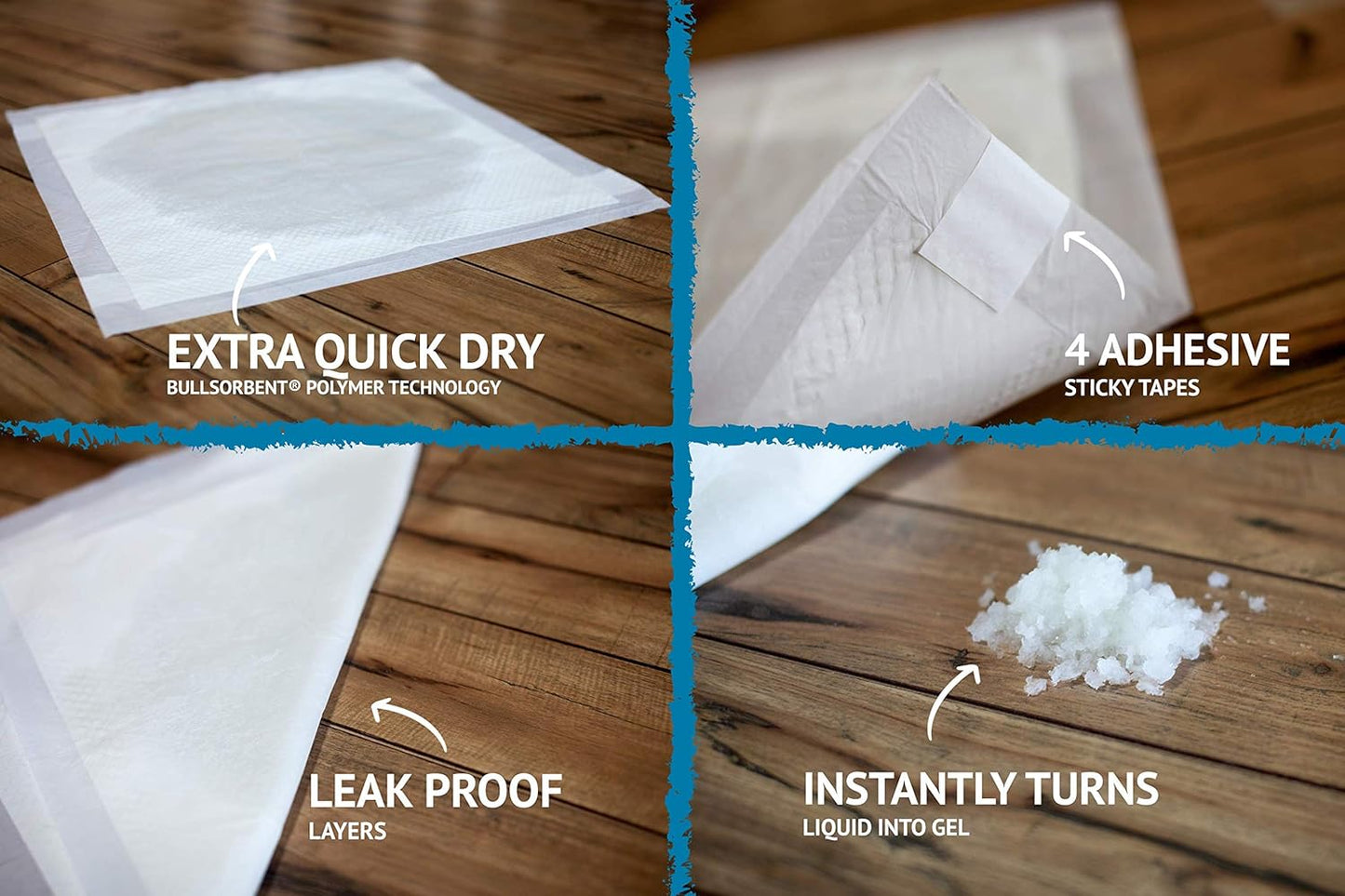 Bulldogology 50-Count Dog Puppy Pads (24x24) Large Pee Pads for Dogs - 6 Layer Pet Training Pads, Super Absorbent Puppy Pads with Adhesive Tabs for Small to Large Dogs