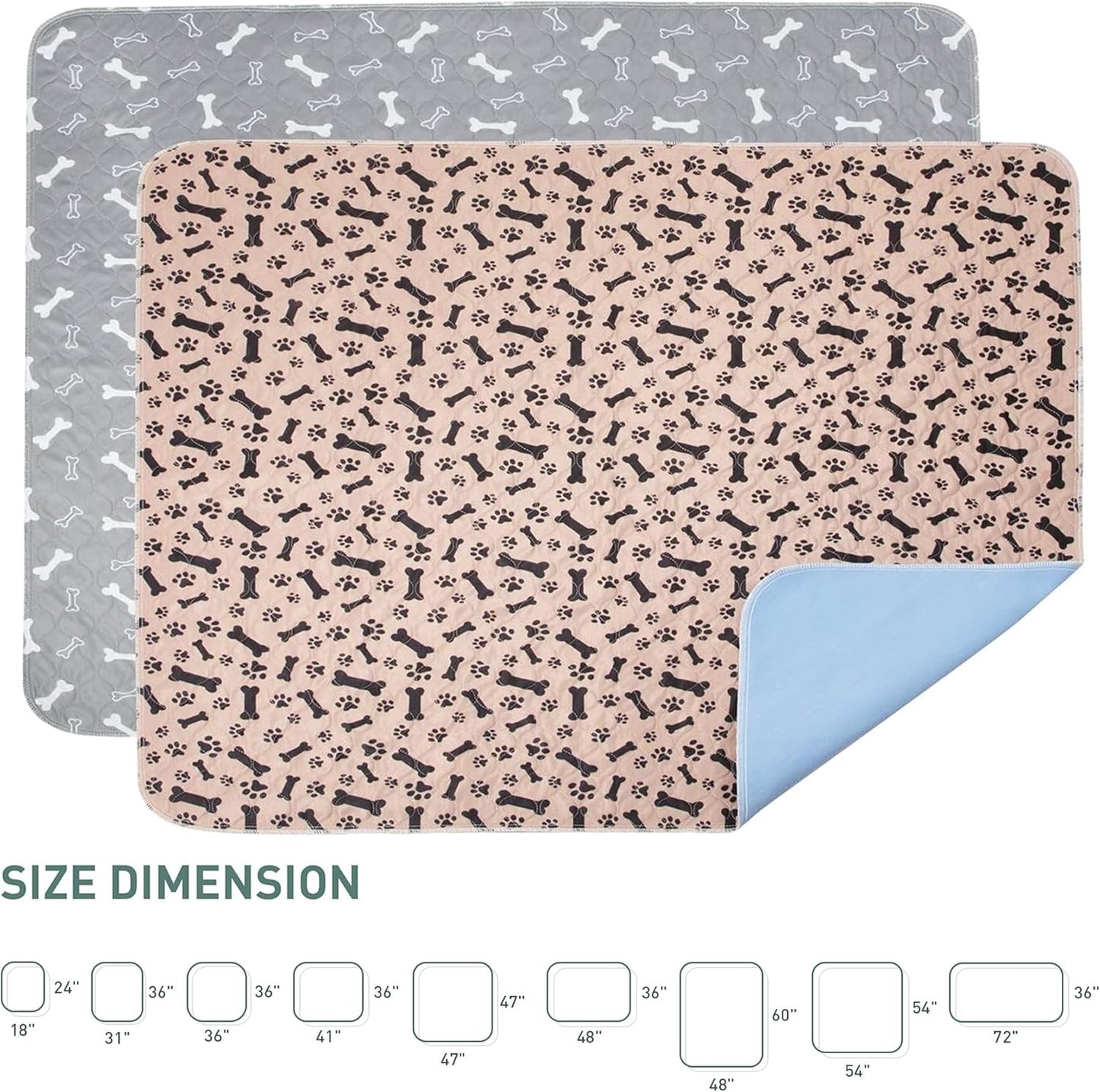 Eterish Reusable Washable Pee Pads for Dogs Extra Large 54'' x 54'' 2 Pack, Absorbent Pet Puppy Dog Training Pads Non-Slip, Waterproof Whelping Potty Pads for Dogs Leak-Proof