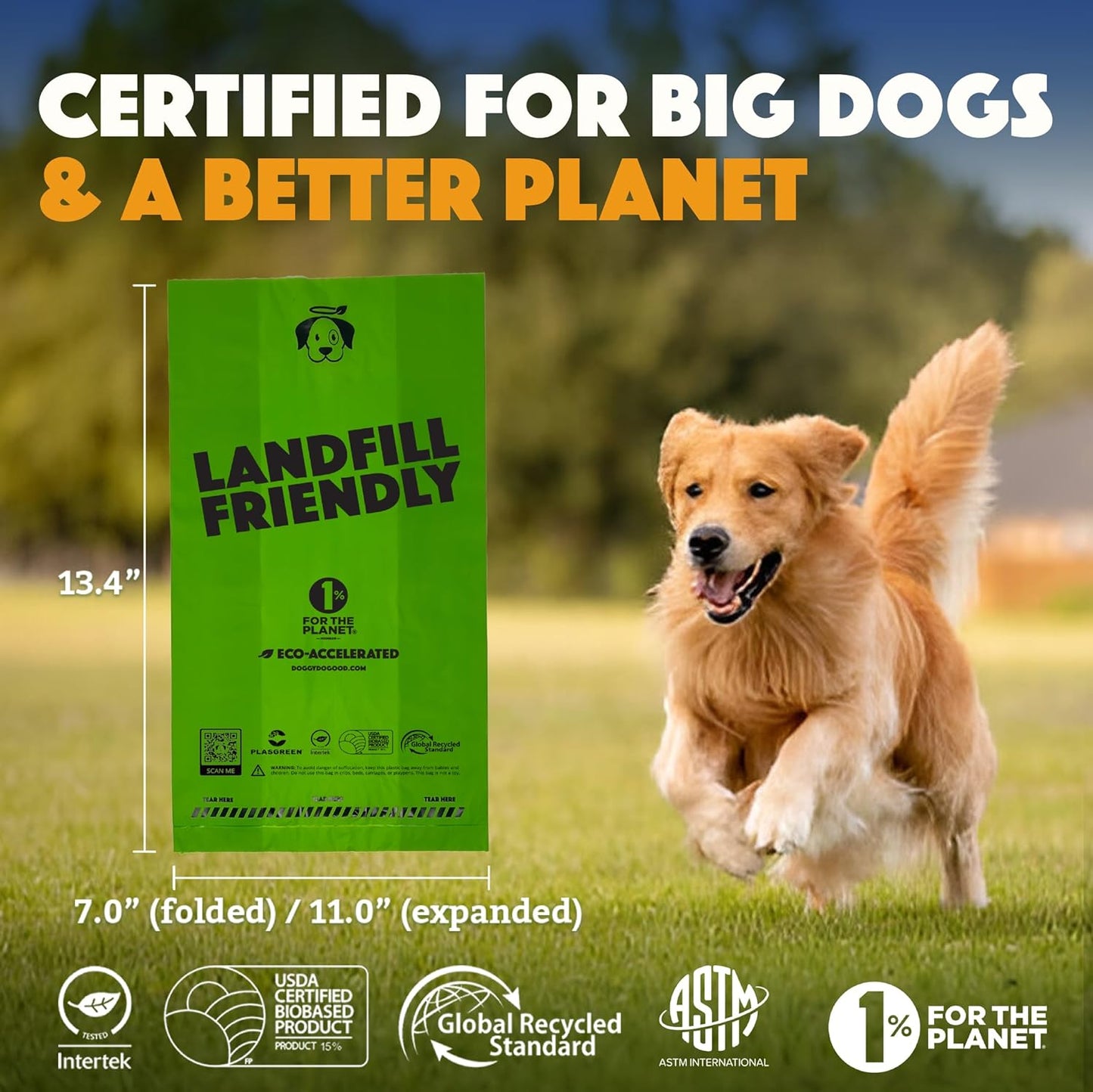 Doggy Do Good Landfill-Friendly Poop Bags | Dog Waste Bags Made with 50% Recycled Plastic + 15% Biobased Material | Unscented, Thick, Leak-Proof, Easy Open | Standard Size | 360 Count Bulk Box