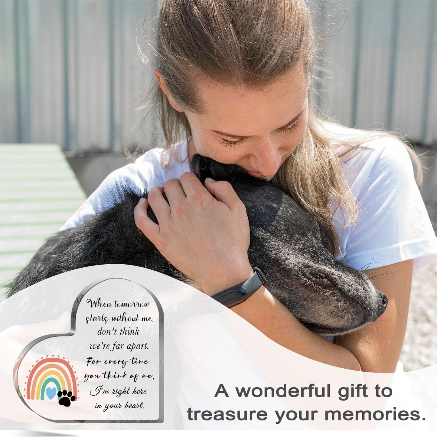 Pet Sympathy Gifts for Loss of Dog and Cat, Pet Bereavement Gifts, Pet Remembrance Gift, Pet Loss Gifts, Passing Away Gifts, Pet Footprint, Pet Sympathy Memorial Heart Shaped Acrylic Decor Sign