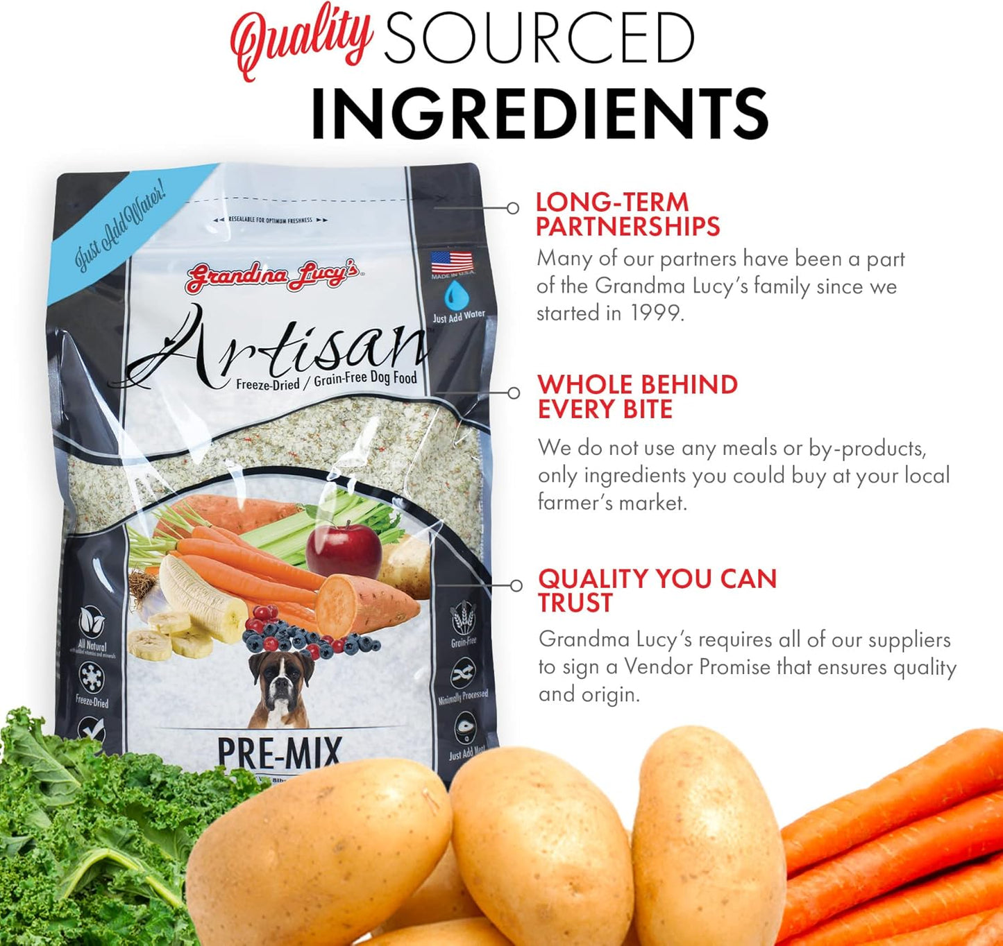 Grandma Lucy's Artisan Pre-Mix Dog Food, Grain Free and Freeze-Dried - 8Lb Bag