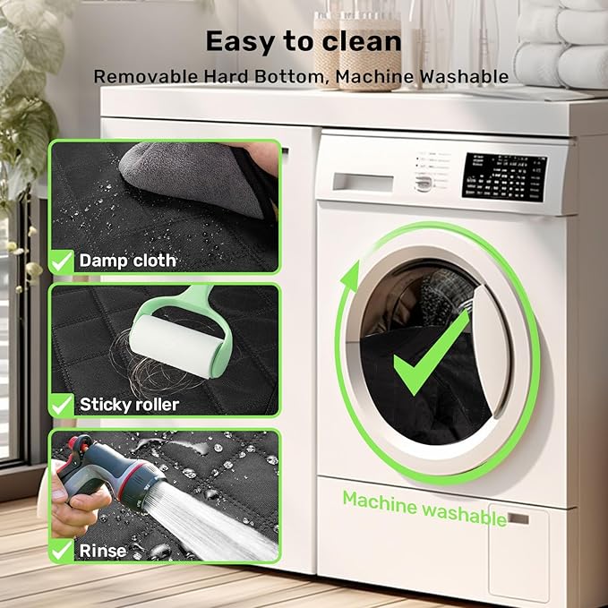 Zanch 2025 Upgraded Dog Car Seat Cover, 400 lbs Heavy Duty Hard Bottom, Waterproof & Anti-Scratch Back Seat Protector, Nonslip Pet Hammock Extender for Cars, SUV, Trucks, Standard-Black