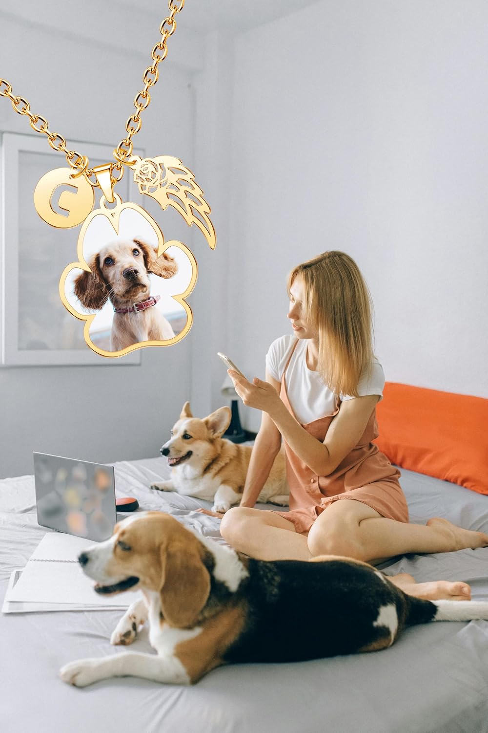 CharmSStory Personalized Photo Necklaces Custom Engraved Name Necklace Memory Keepsake Picture Necklace Pendant Customized Gifts for Women Men