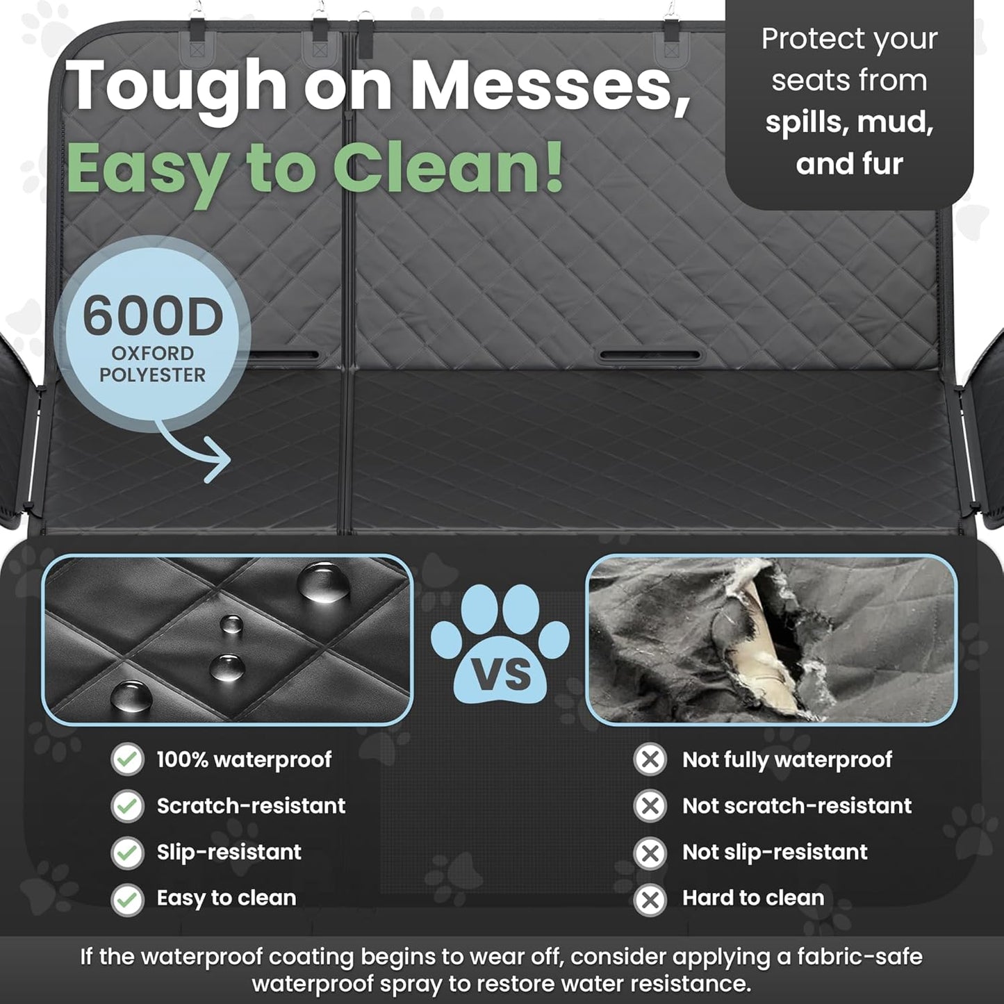 Dog Car Seat Cover for Back Seat Half or Full - 3-Way Backseat Dog Hammock for Car Hard Bottom & Anti-Slip with Safety Seatbelts, Bowl - 63.8x52.7 Pet Backseat Cover for SUV, Sedans, Trucks