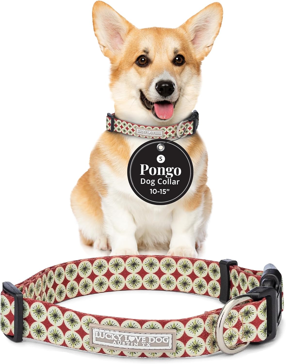 Lucky Love Dog - Adjustable Dog Collar with Easy Click Buckle for Small to Large Ones, Durable, & Comfortable for Male & Female Dogs, Pet Collar for Puppies & Adult Dogs - Pongo, Small