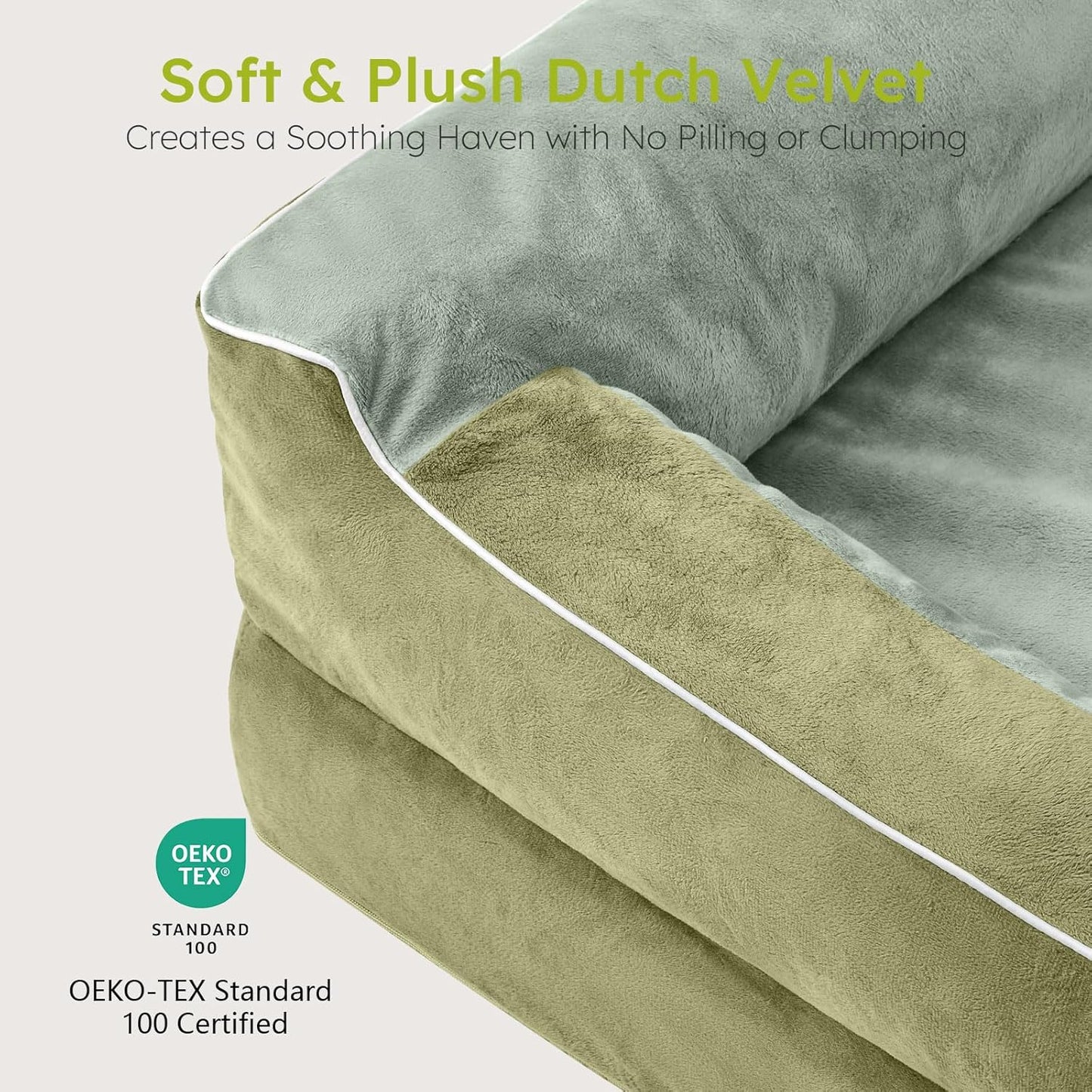 Extra Large Dog Bed, Orthopedic Dog Bed with Cooling Gel Memory Foam, Waterproof XL Pet Bed with Removable Washable Cover, 42" Pet Sofa Couch Dutch Velvet with Bone Toy, Dark Green