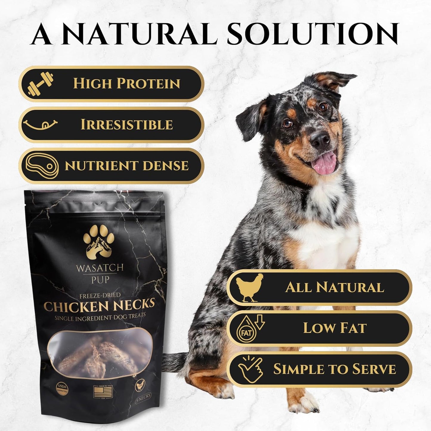 Freeze Dried Chicken Necks Dog Treats | 100% All Natural Real Chicken Training Treats for Dogs | Promotes Good Dental & Joint Health | USDA Approved and Made in The USA (5-8 Necks Pack)