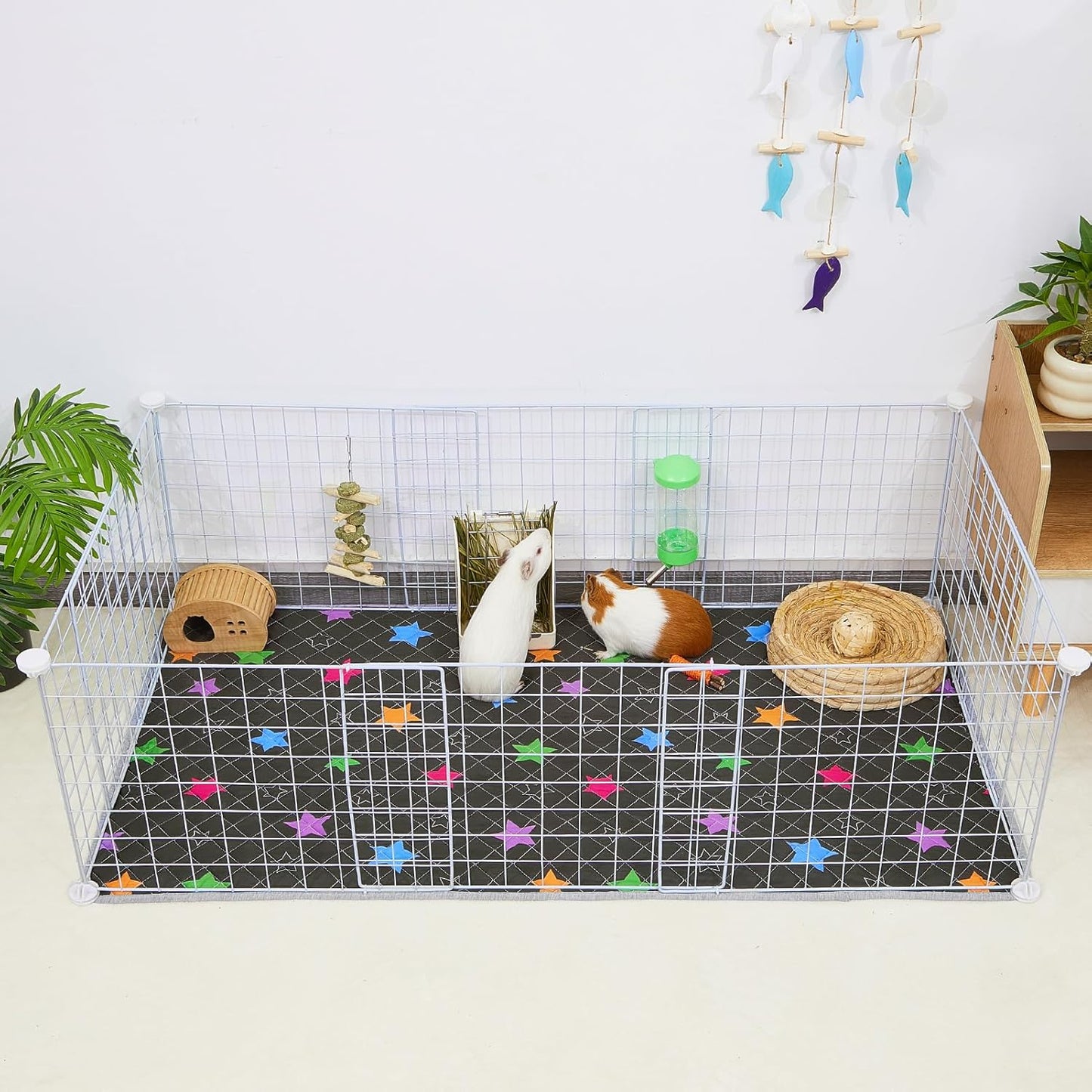 Bienbee Guinea Pig Bedding, 2 Pack 47" x 24" Reusable Guinea Pig Cage Liner Waterproof and Absorbent Small Animal Bedding Washable Guinea Pig Pee Pads for Small Pet Hamster Rabbit Squirrel, Black