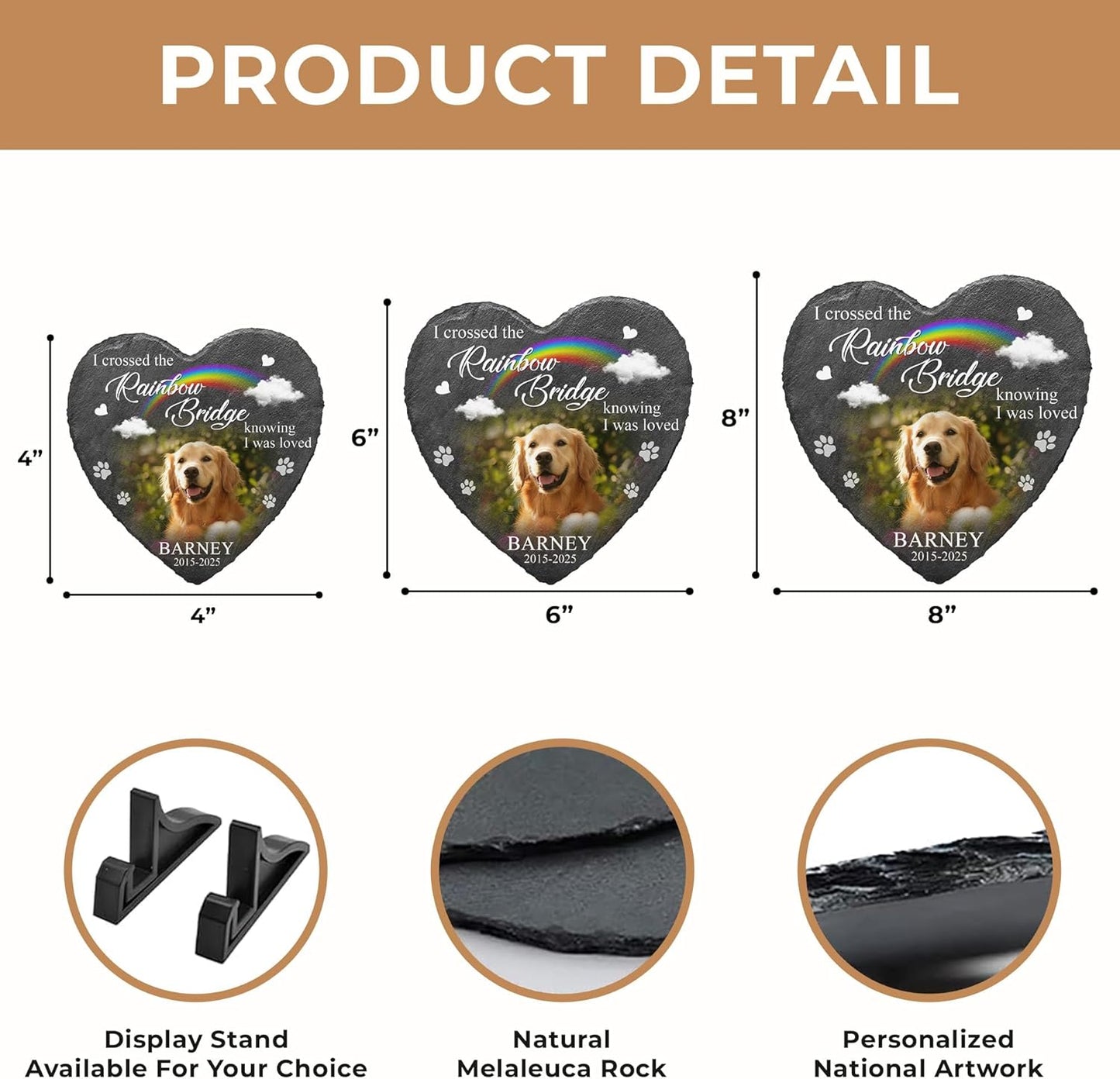 Custom Dog Memorial Stones Personalized Dog Gifts | Pet Memory Thoughtful Gifts for 4-Legged Companion Passed Away | Pet Stones Memorial Dogs with Photo | Best Remembrance Gift for Pets Loss