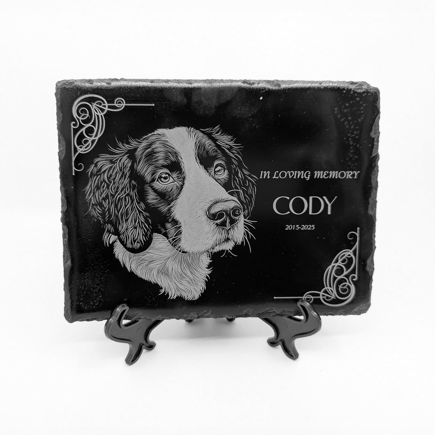 lemuria Pet Memorial Stone Dog Memorial Gifts for Loss of Dog Pet Loss Sympathy Gift Slate Grave Marker or Dog Headstone Indoor/Outdoor Rainbow Bridge Tribute for Dogs and Cats (8x6 inches)