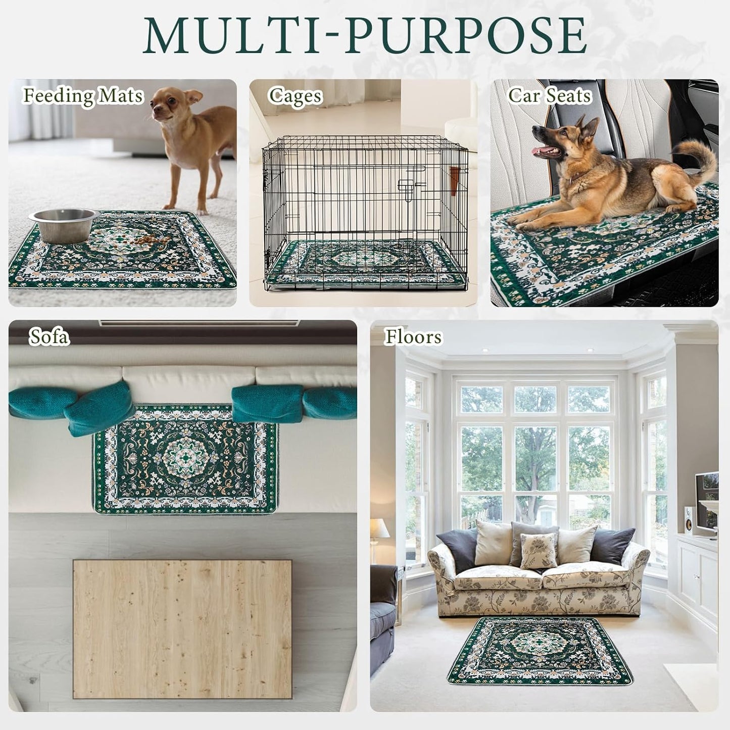 Homimp Washable Pee Pads for Dogs, 2 Pack Reusable Puppy Pads Waterproof, Absorbent and Leakproof Dog Pee Pads, Non Slip Puppy Training Pads, Pet Mat for Floor, Crate, Couch, Whelping,Green, 36"x41"