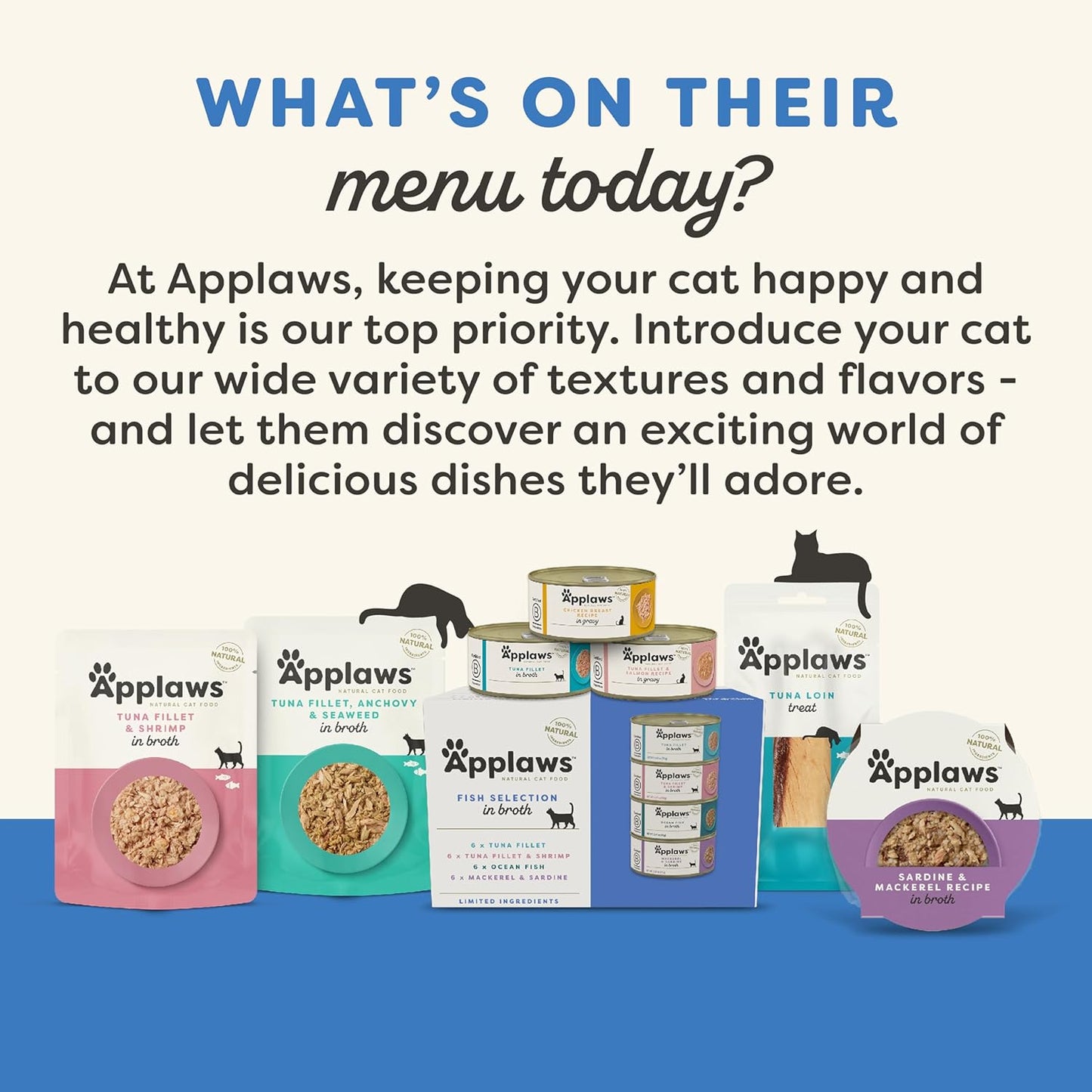 Applaws Natural Wet Cat Food in Topper, Limited and Natural Ingredients, High Protein with No Artificial Additives, Tuna Fillet Bone Broth (12 x 3oz Resealable Spout Pouches)