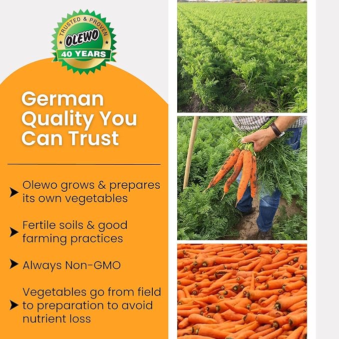 Olewo Original Carrots for Dogs – Fiber for Perfect Poop, Dehydrated Dog Food Toppers for Picky Eaters, Natural Skin & Coat Support, Multivitamin, Probiotics for Digestive & Gut Health, 2.2 lbs