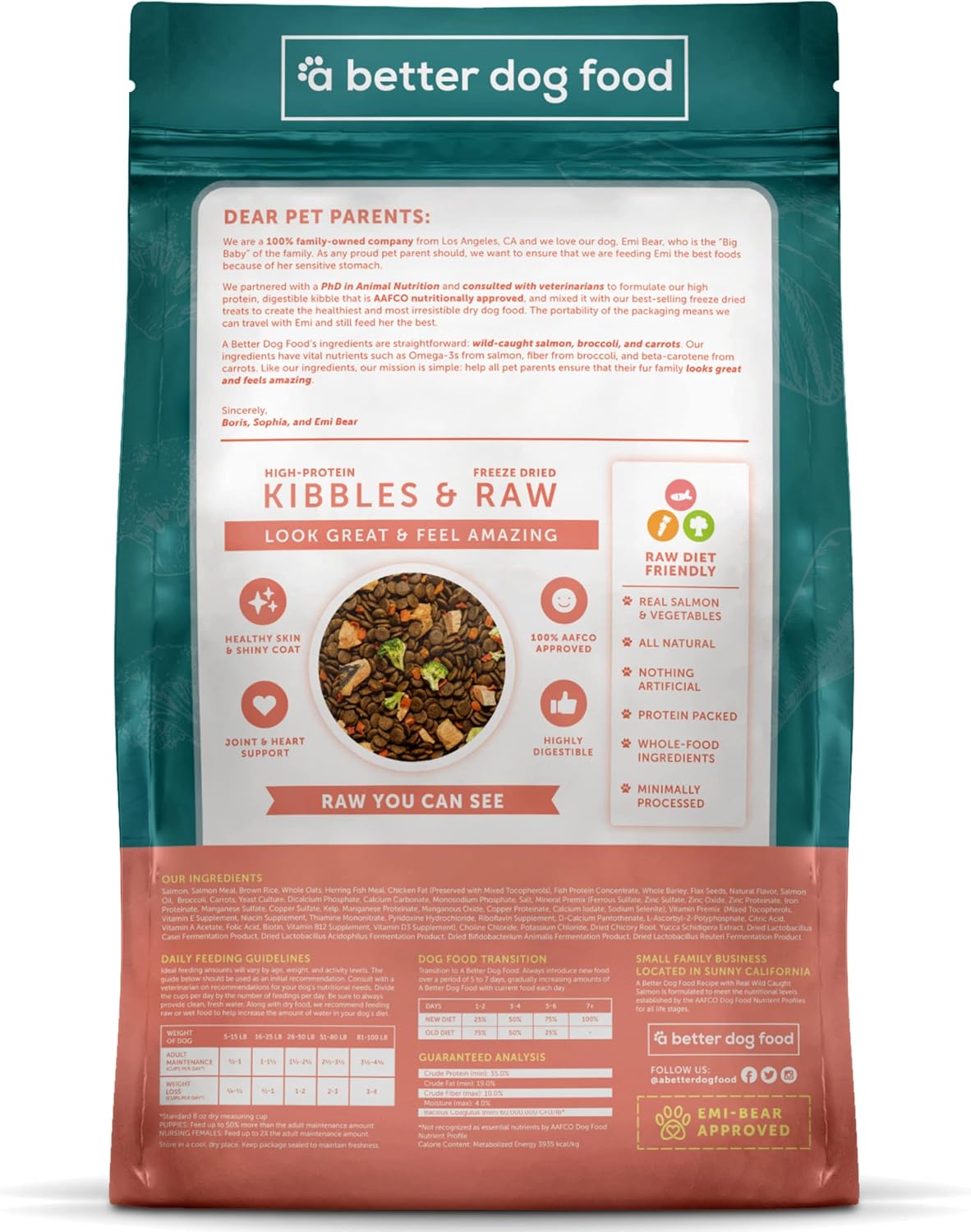 A Better Dog Food | Salmon Dry Dog Food | Raw You Can See | High Protein Kibble + Freeze Dried Raw Dog Food