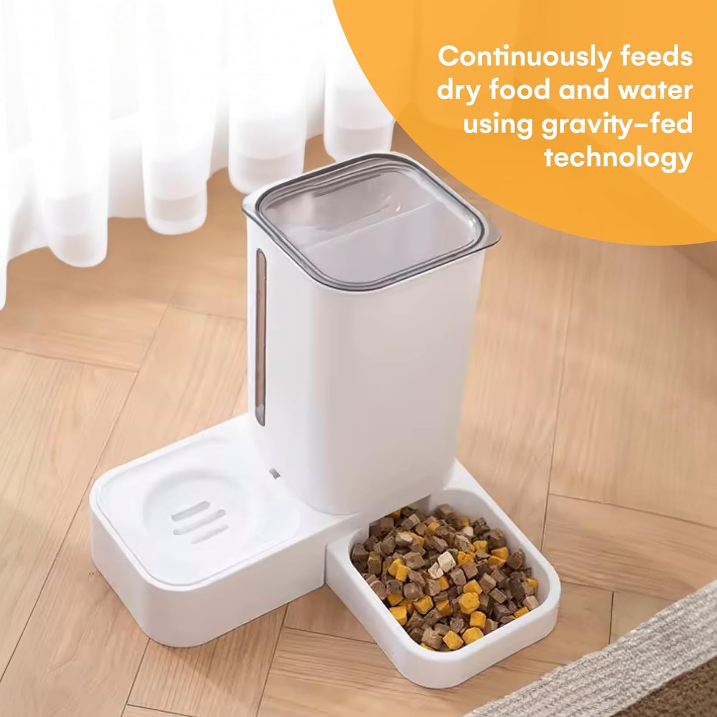 Automatic Feeder for Dogs and Cats - Gravity Feeder Bowl - Pet Water Dispenser -12.5 x 12.5 x 12.2 inches - Self-Feeding Food Dispenser for Small to Large Pets - Dry Food Station