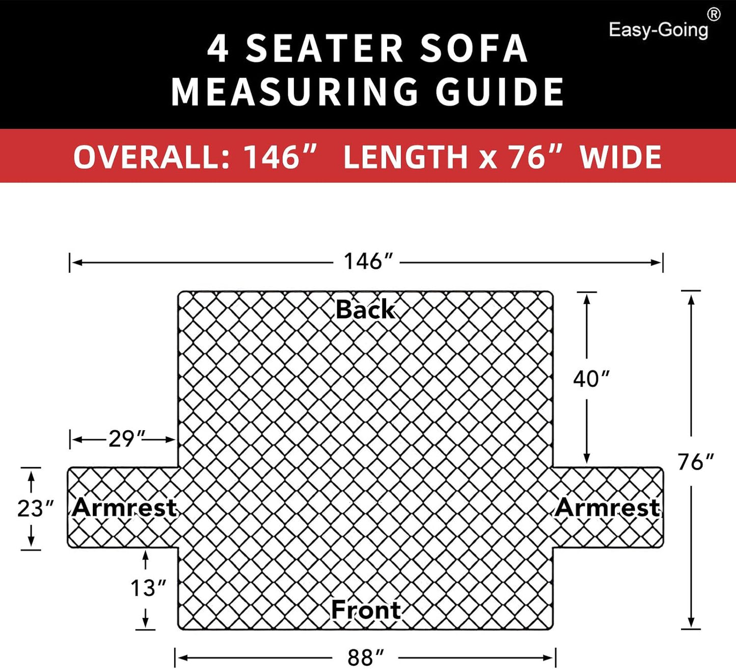 Easy-Going 4 Seater Sofa Slipcover Reversible Sofa Cover Water Resistant Couch Cover with Foam Sticks Elastic Straps Furniture Protector for Pets Children Dog (XX-Large, Light Gray/Light Gray)