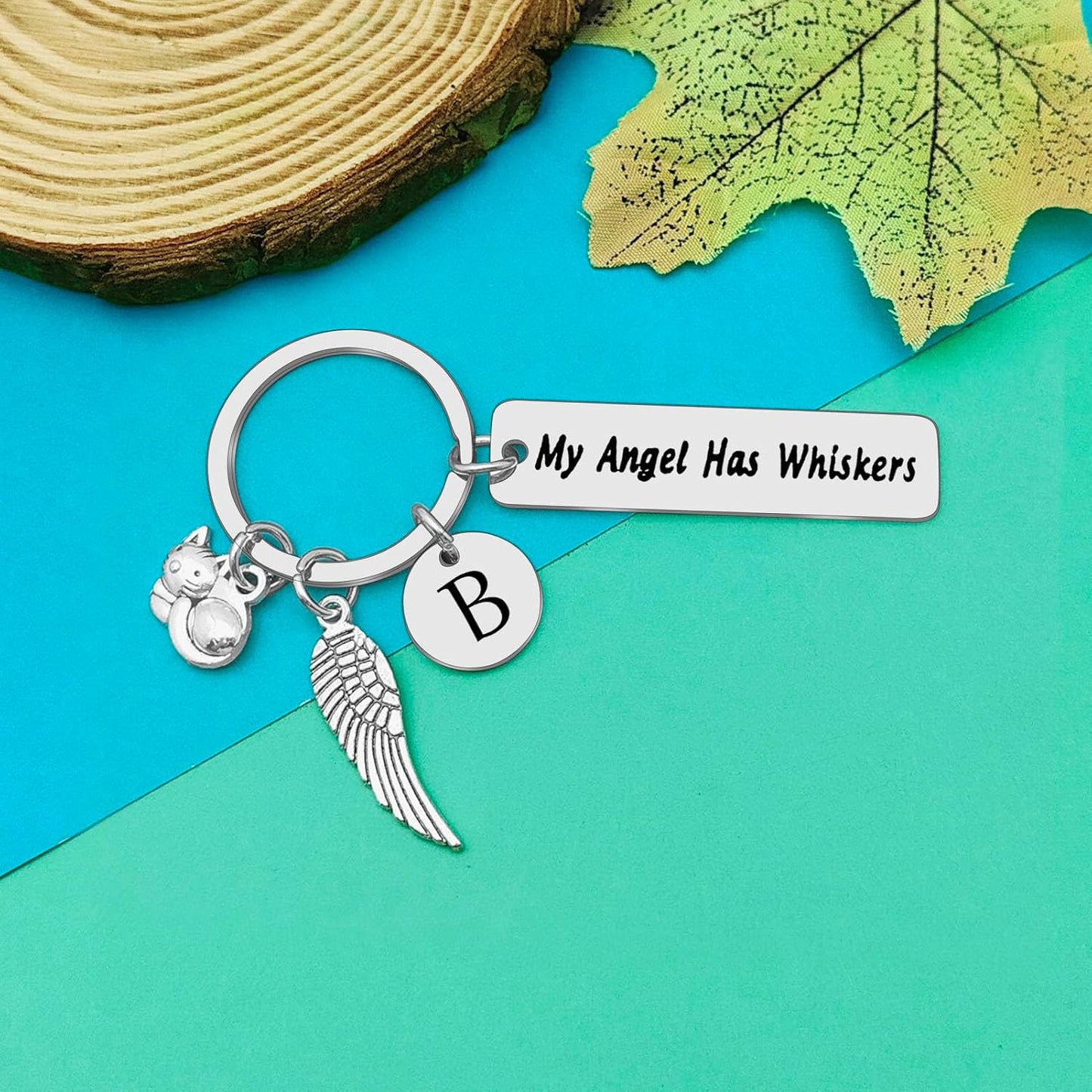 Dabihu Loss of Cat Memorial Keychain Initial Charm Jewelry Sympathy Gifts for Pet Loss in Memory of Cat Gifts for Cat Lovers