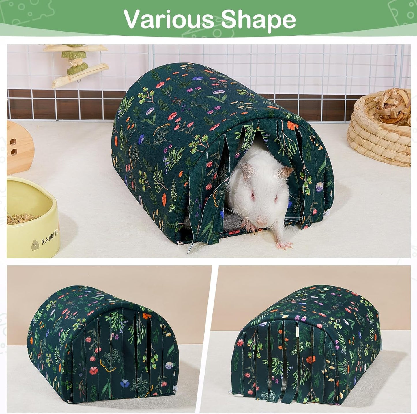 Guinea Pig Hideout Washable Guinea Pigs Tunnel with Curtains Hamster Hideout Cozy Guinea Piggy House Fit for Guinea Pig Cages Soft Guinea Pigs Accessories for Small Animals Hamster/Chinchilla/Bunny