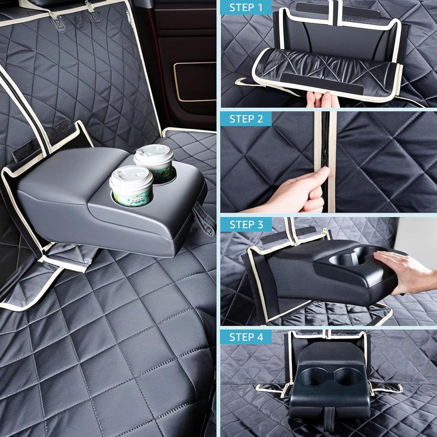 Lassie 4 in 1 Dog Floor Hammock for Crew Cab,100% Waterproof Backseat Cover Dog Seat Covers, Bench Protector for Ford F150, Chevy Silverado,GMC Sierra,Toyota Tundra,Ram 1500 Truck etc