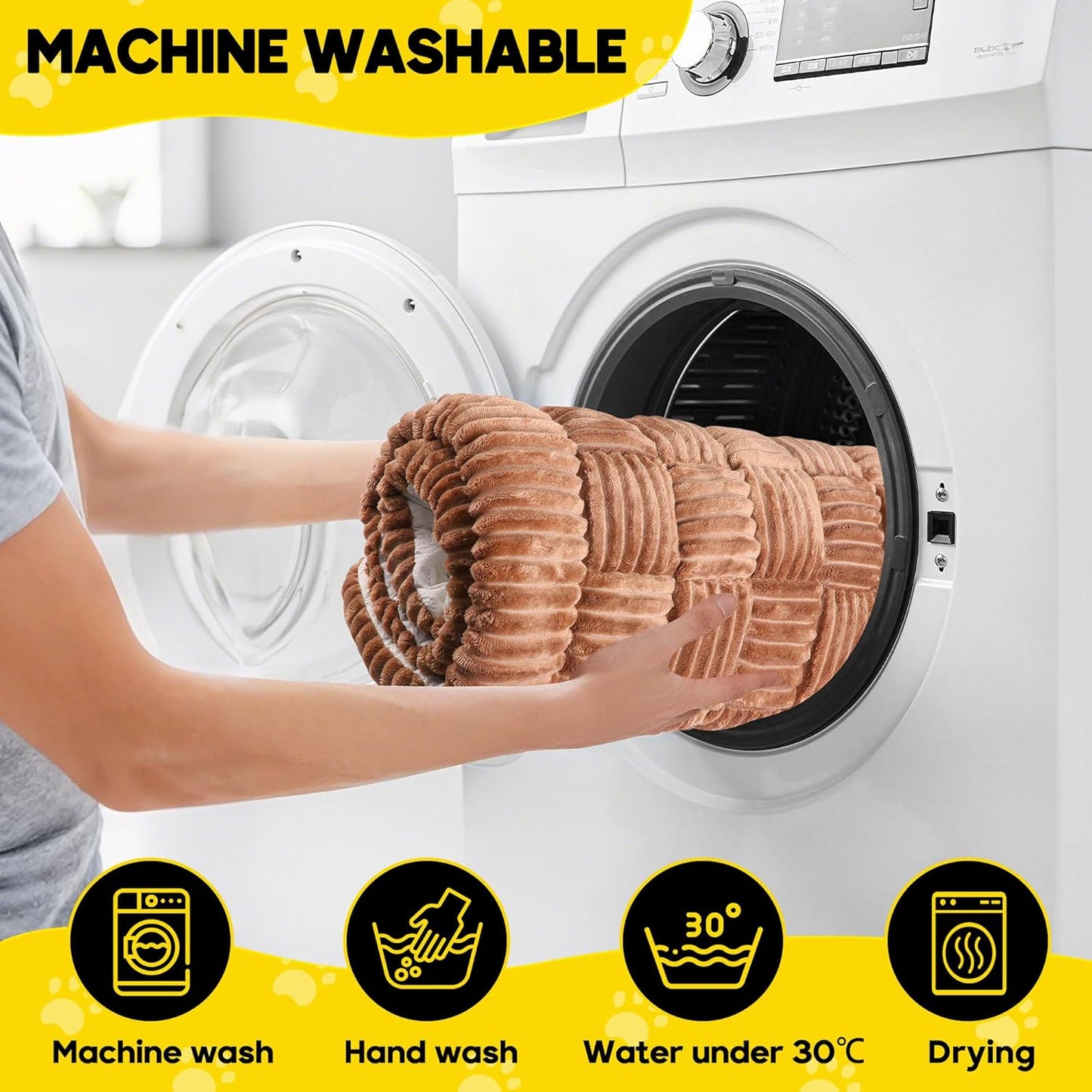 Dog Car Bed Mat, Non-Slip Backseat Extender Pet Blanket, Plaid Dog Bed for SUVs, Sedans & Trucks, Chew-Resistant Travel Pad for Dogs, Easy Clean & Scratch-Proof & Comfort (50"x24.6") Brown